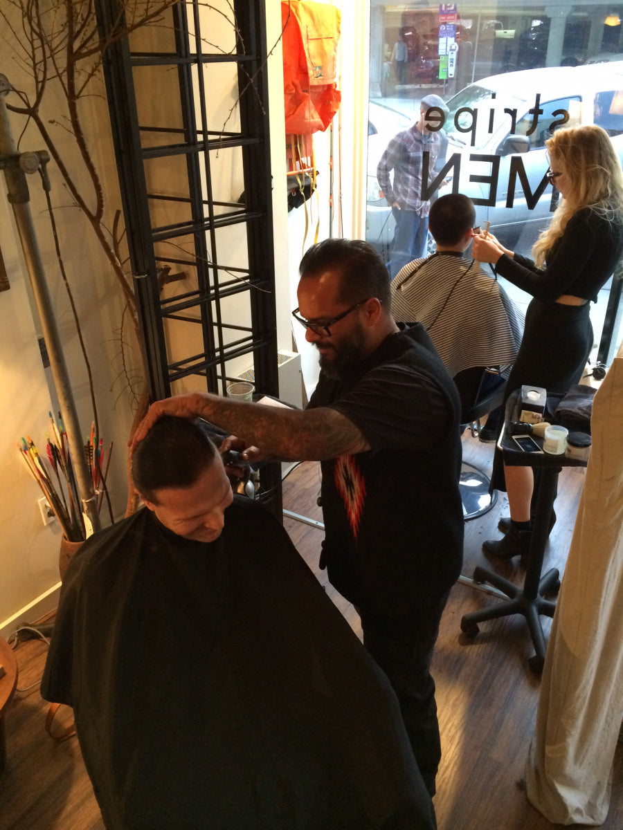 Santa Cruz’ Stripe & Stripe Men toast 6-year Birthday with Imperial Barber Products