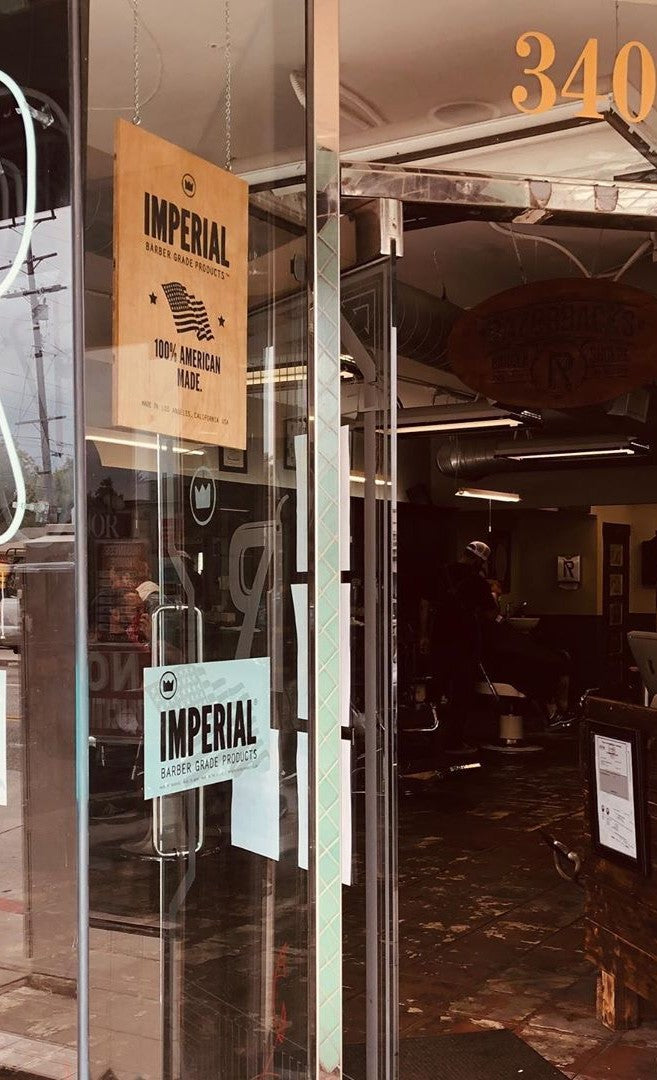 Razorbacks Barber Shop today, with Imperial signs in the window
