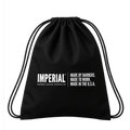 Black Imperial Barber Grade Products drawstring bag with white logo and "Made by Barbers. Made to Work. Made in the U.S.A." text on the front.