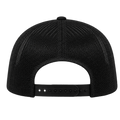 Back view of the black Imperial Barber Grade Products trucker hat, showing the mesh panel and adjustable snapback closure.